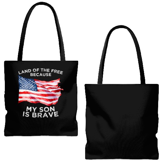 Land of the free because my son is brave USA Tote Bags (AOP)