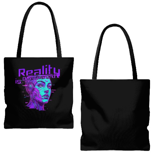 Reality is Overrated – Vaporwave Cyberpunk Tote Bags (AOP)