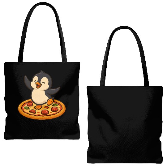 Dancing penguin pizza pizza lover fun Tote Bags (AOP)
