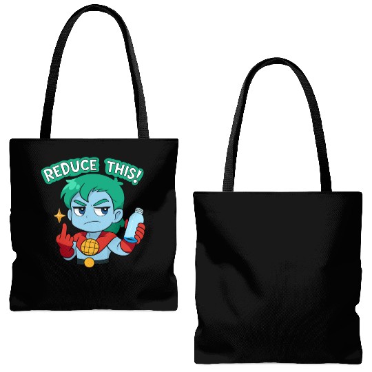 Chibi Style Captain Planet Reduce This!Design Tote Bags (AOP)