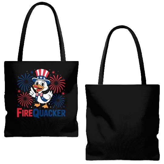 Womens Duck Firequacker Patriotic Fourth of July I Tote Bags (AOP)