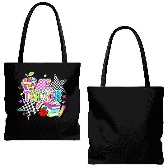 Retro Teacher Preppy Teacher Tote Bags (AOP)