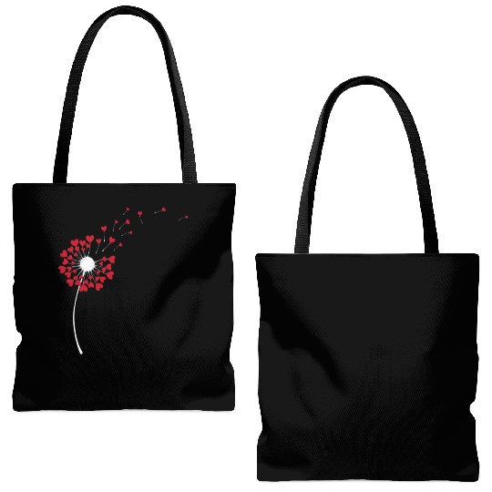 Cute Dandelion Heart Flower Floral Wildflower Tote Bags (AOP)