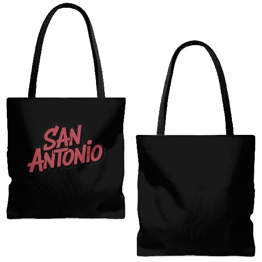 San Antonio Text Design Tote Bags (AOP)
