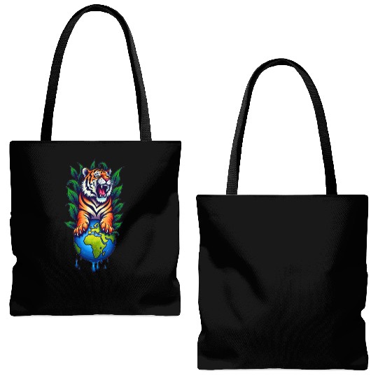 Tiger Earth Embrace ✦ Eco Accessory ✦ Vibrant Tote Bags (AOP)