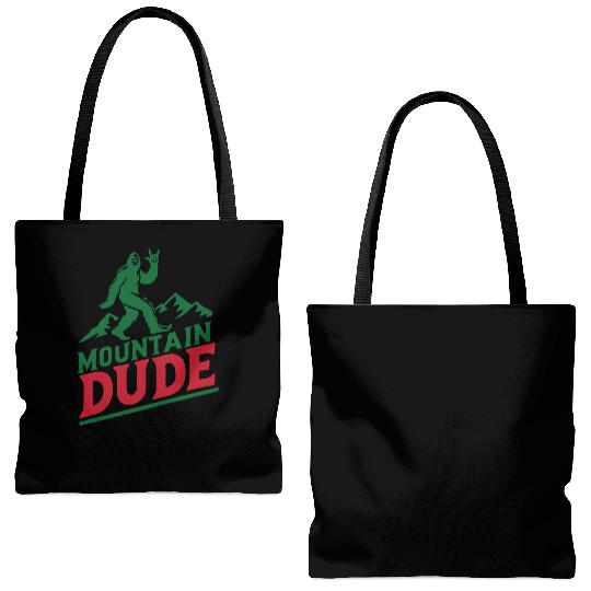 Mountain Dude Bigfoot Hiker Bigfoot Camp Tote Bags (AOP)