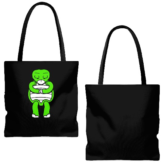 Turtle prays meditates bows greeting hands relax Tote Bags (AOP)