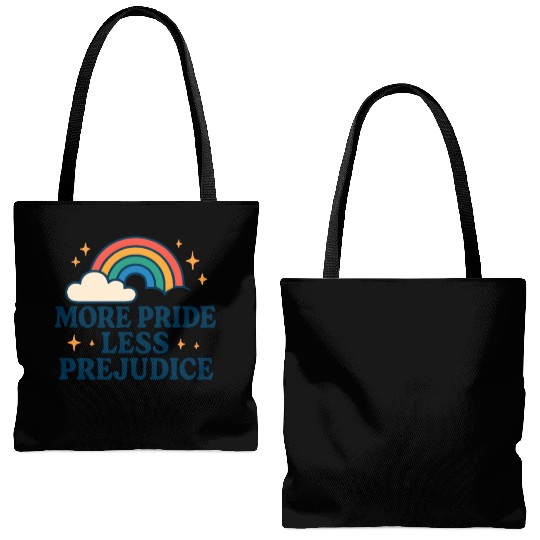 More Pride Less Prejudice Rainbow Pride Month LGBT Tote Bags (AOP)