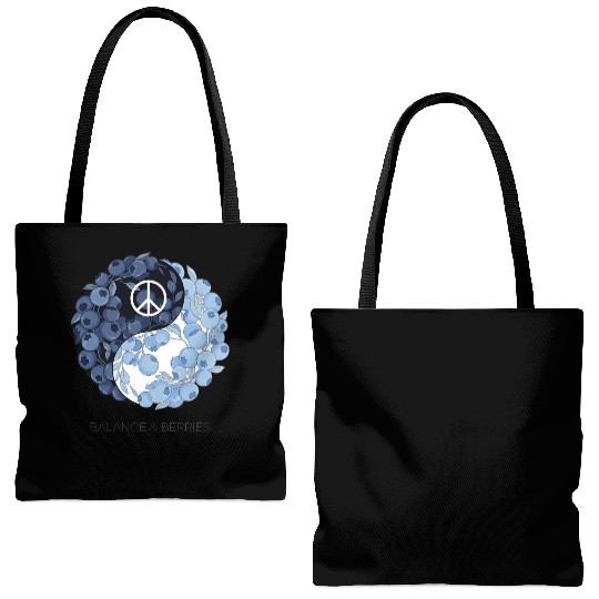 Balance & Berries – Yin Yang Blueberry Peace Desig Tote Bags (AOP)