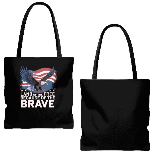 Land of the Free Because of the Brave Tote Bags (AOP)