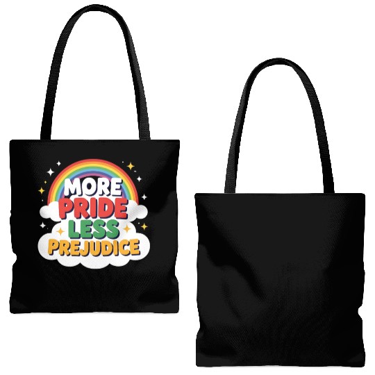 More Pride Less Prejudice Rainbow Pride Month LGBT Tote Bags (AOP)