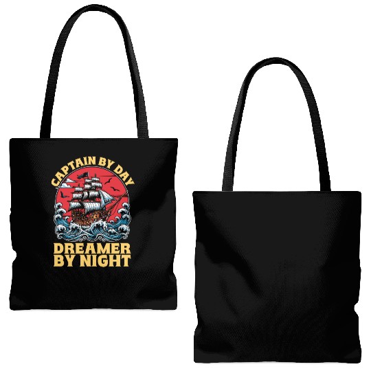 Sailing Captain By Day Dreamer By Night Fisherman Tote Bags (AOP)