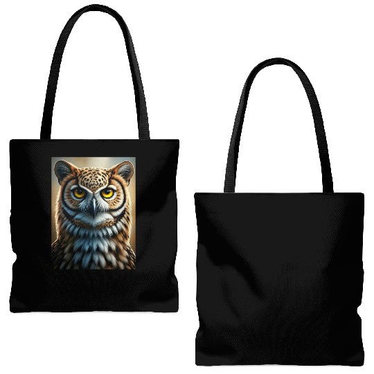 Majestic Owl Portrait Wildlife Wall Art Tote Bags (AOP)