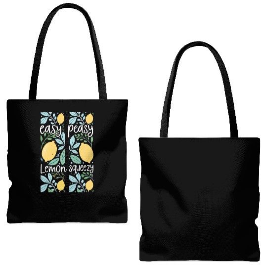 Easy Peasy Lemon Squeezy Cute Lemon Art Tote Bags (AOP)