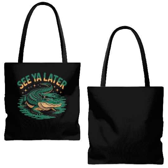 See Ya Later Alligator Retro Gator Joke Tote Bags (AOP)