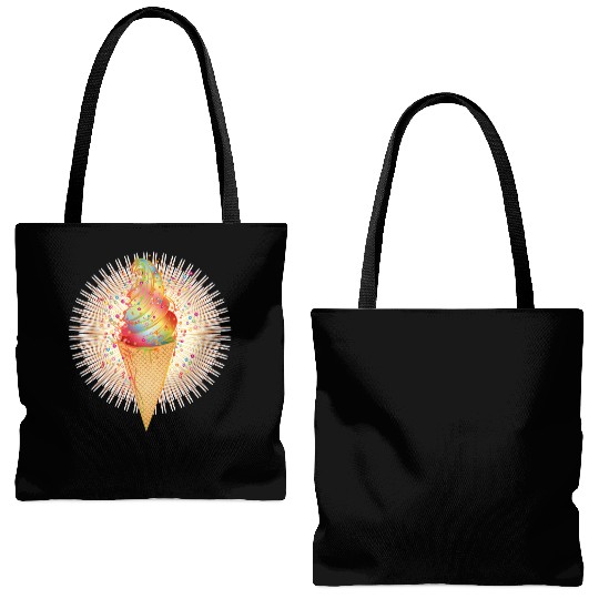 Artfully decorated ice cream in a waffle cone Tote Bags (AOP)