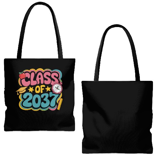 Class of 2037 Grow With Me, groovy back to school Tote Bags (AOP)