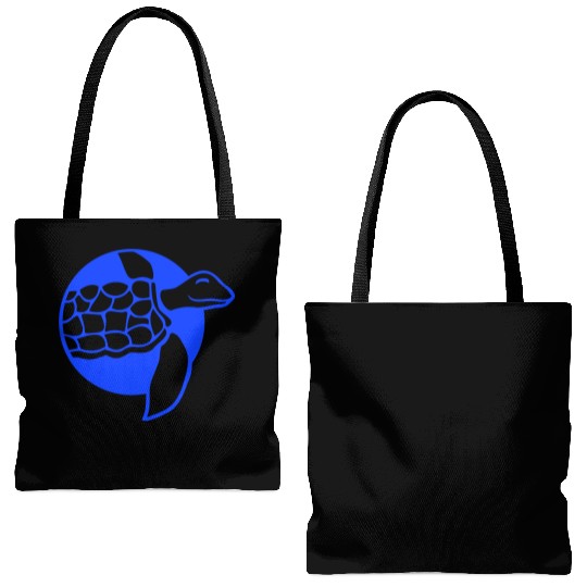 Water turtle child cute swims happy drawing Comic Tote Bags (AOP)