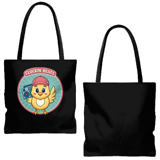 Cluckin Beats Chicken Hip Hop Retro 90s. Tote Bags (AOP)