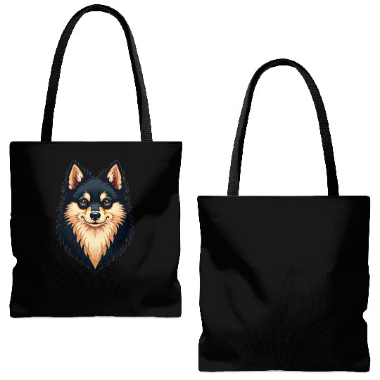 “Pomeranian” – Bold & Beautiful Dog Illustration Tote Bags (AOP)
