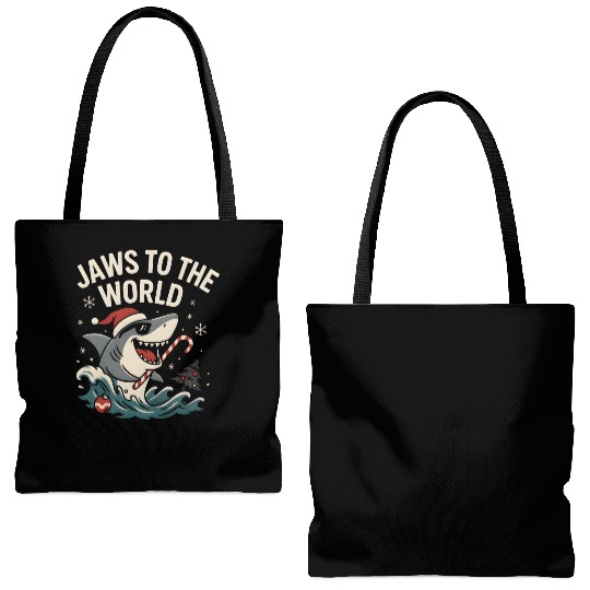 Jaws to the World – Christmas Shark Attack Tote Bags (AOP)