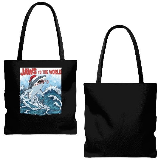 Jaws to the World – Christmastime Shark Attack Tote Bags (AOP)