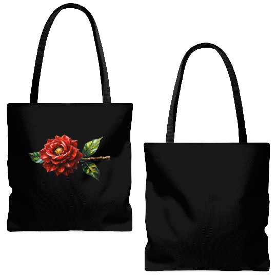 Crimson Rose Bloom – Botanical Clipart Tote Bags (AOP)