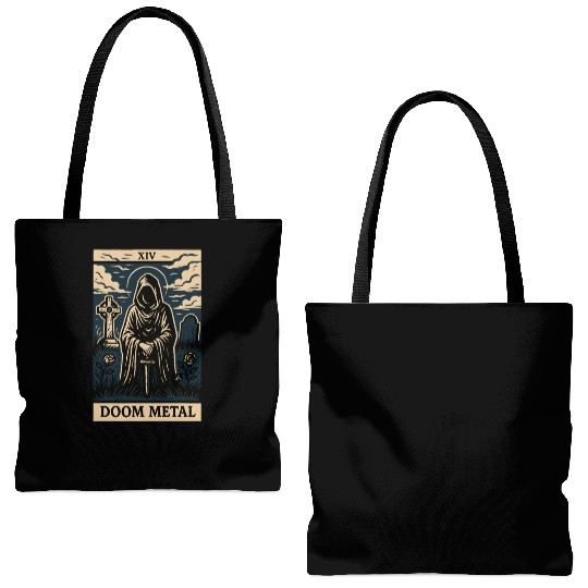 Dooom Metal Tarot Card – Shadows, Sorcery & Solitud Tote Bags (AOP)