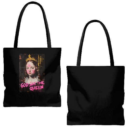 God Save the Queen Tote Bags (AOP)