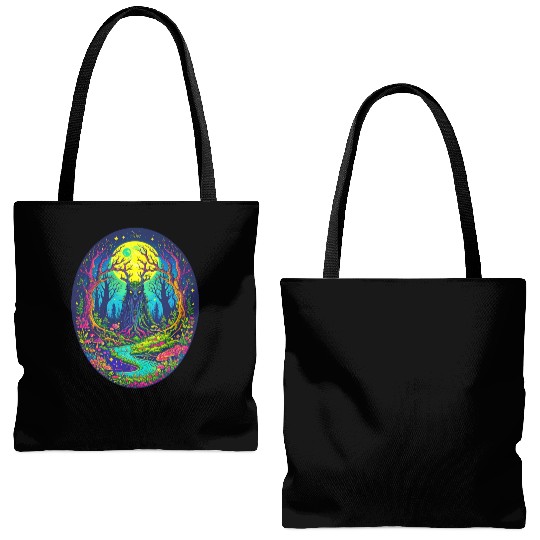 Psychedelic Forest Spirit – Glowing Tree Guardian Tote Bags (AOP)