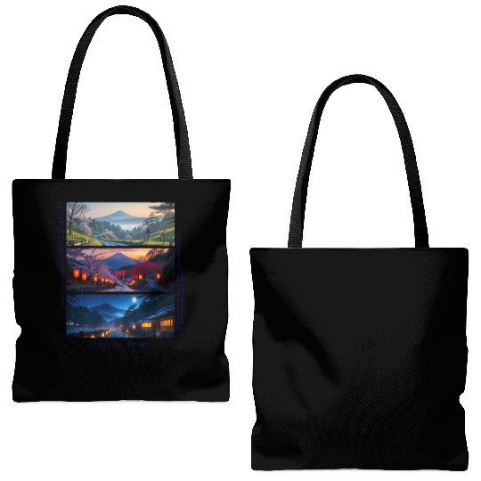 003 - Serene Mount Fuji Nightscapes Tote Bags (AOP)
