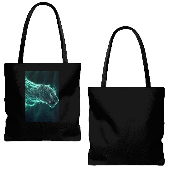 Neon Jaguar Spirit Form Tote Bags (AOP)