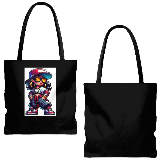 Street Dance Rap Girl Tote Bags (AOP)