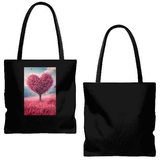 Romantic Heart Tree in Bloom Tote Bags (AOP)