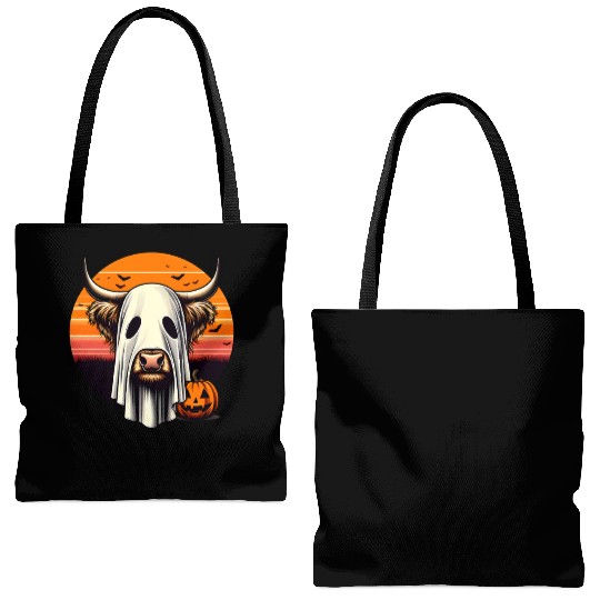 Bovine Spirit Halloween Design Tote Bags (AOP)