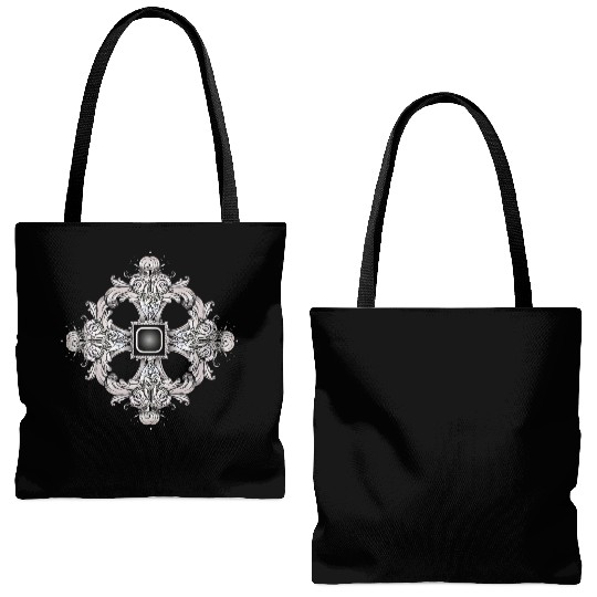 Arabesque Ornament with a Baroque Flair in Gray Tote Bags (AOP)