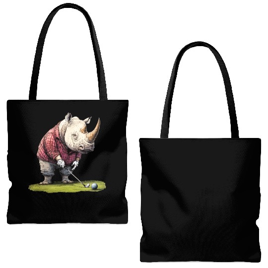 Rhinoceros Golfer / Golf Rhinoceros Tote Bags (AOP)