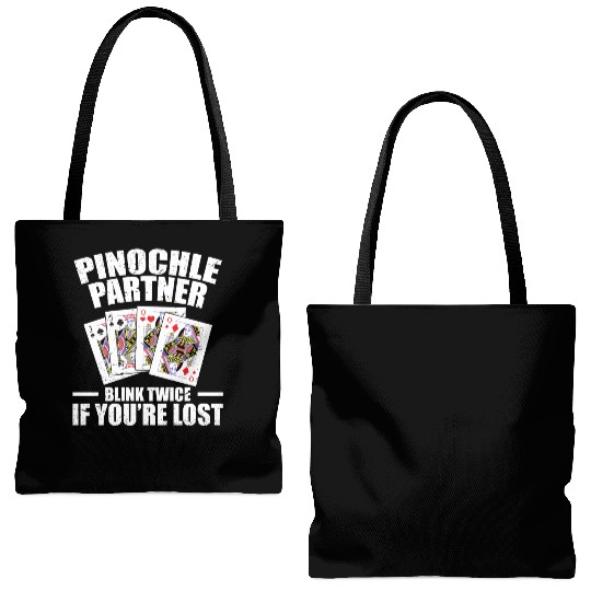 Pinochle Partner Blink Twice If You're Lost Tote Bags (AOP)
