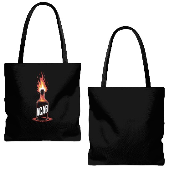 Fiery ACAB Bottle Illustration Tote Bags (AOP)