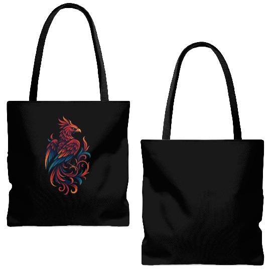 Vibrant Mythical Phoenix Tattoo Design Tote Bags (AOP)