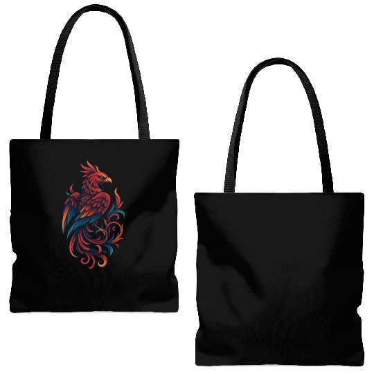 Vibrant Mythical Phoenix Tattoo Design Tote Bags (AOP)
