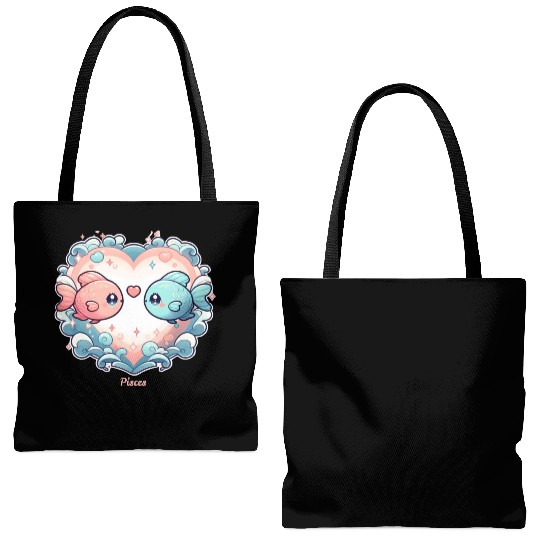 Celestial Pisces Love Heart Illustration Tote Bags (AOP)