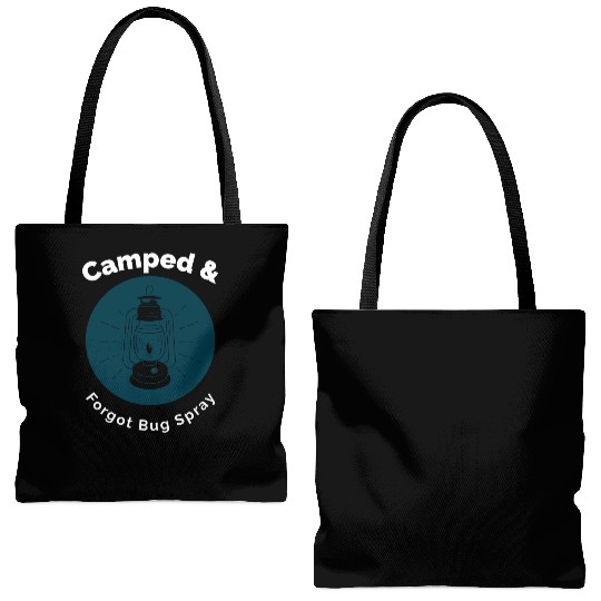 Creepy Lantern Camping Graphic Tote Bags (AOP)