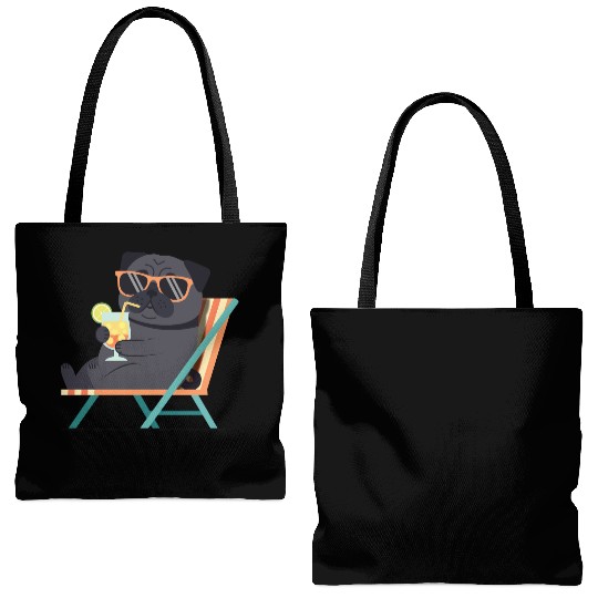 Chill Pug with Sunglasses and Lemonade Tote Bags (AOP)