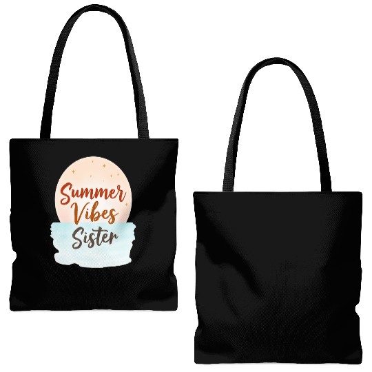 Summer Vibes Sister Graphic Tote Bags (AOP)