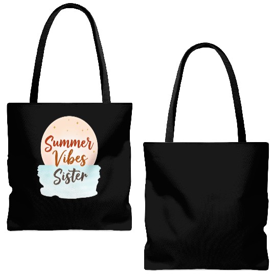 Summer Vibes Sister Graphic Tote Bags (AOP)