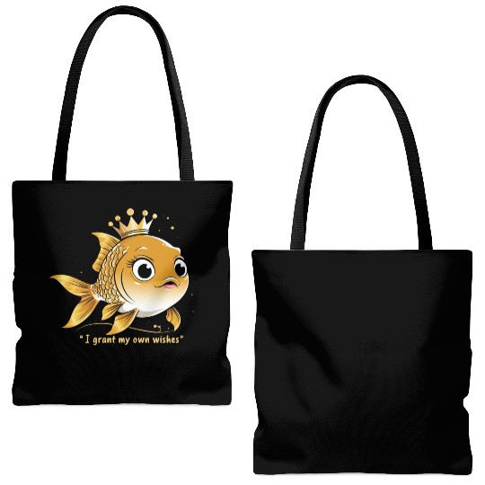 Regal Goldfish with Crown Illustration Tote Bags (AOP)