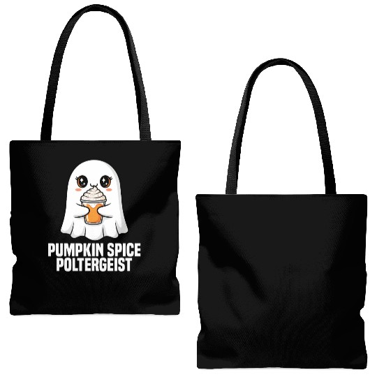 PUMPKIN SPICE POLTERGEIST - GHOST HALLOWEEN Tote Bags (AOP)