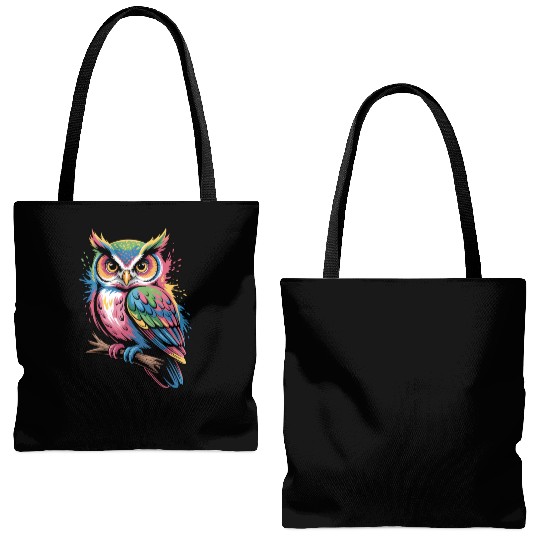 Colorful Owl With Colorful Details Tote Bags (AOP)