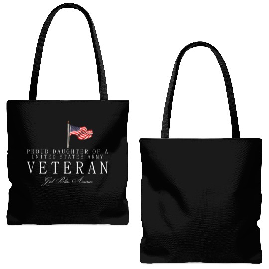 Proud Daughter Of A US Army Veteran Tote Bags (AOP)